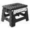 Casafield 9" Folding Step Stool with Handle, Black - Portable Collapsible Small Plastic Foot Stool for Kids and Adults - Use in the Kitchen, Bathroom and Bedroom